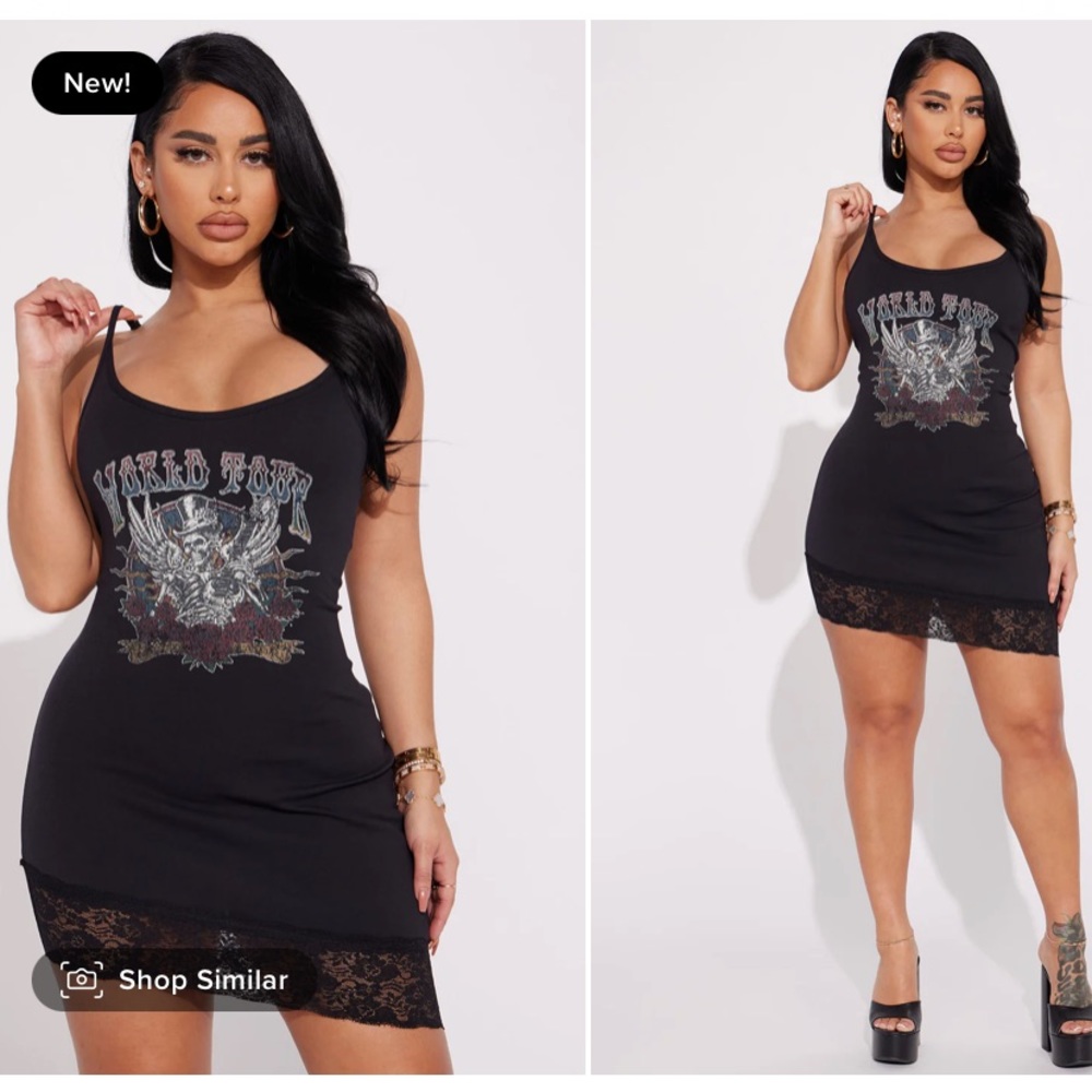 FASHION NOVA vintage style short maxi dress with lace detail.